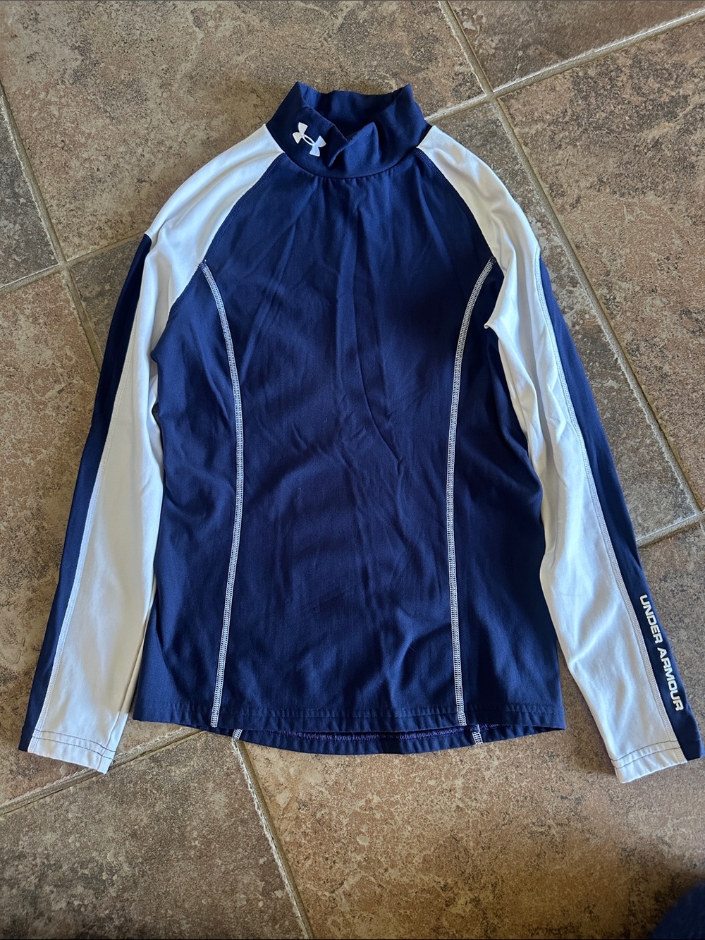 Under Armour Boys Navy and White Long-Sleeve Rash Guard